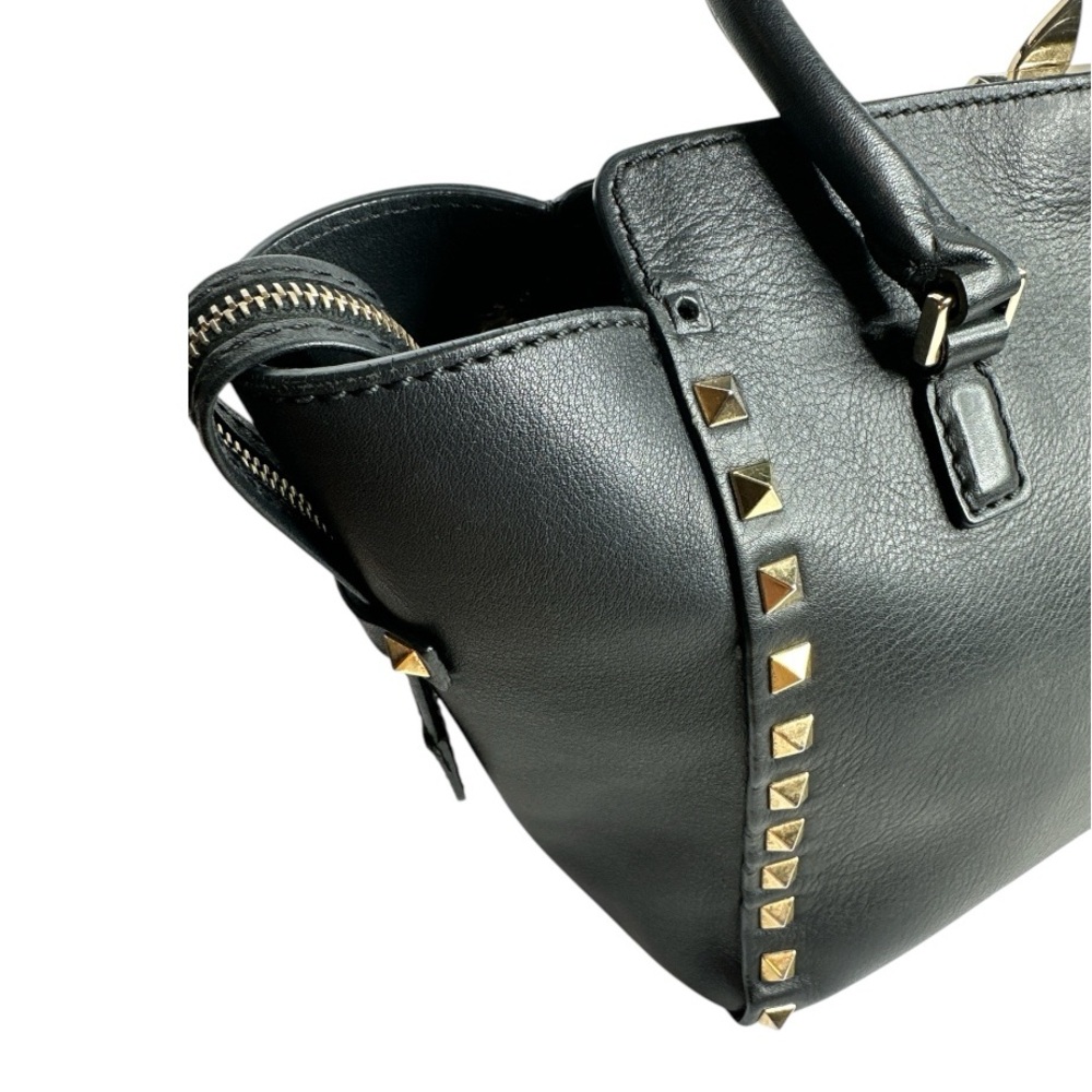 VALENTINO GARAVANI Grained Calfskin Small Rockstud Tote Black ~Authentic - Picture 14 of 14
